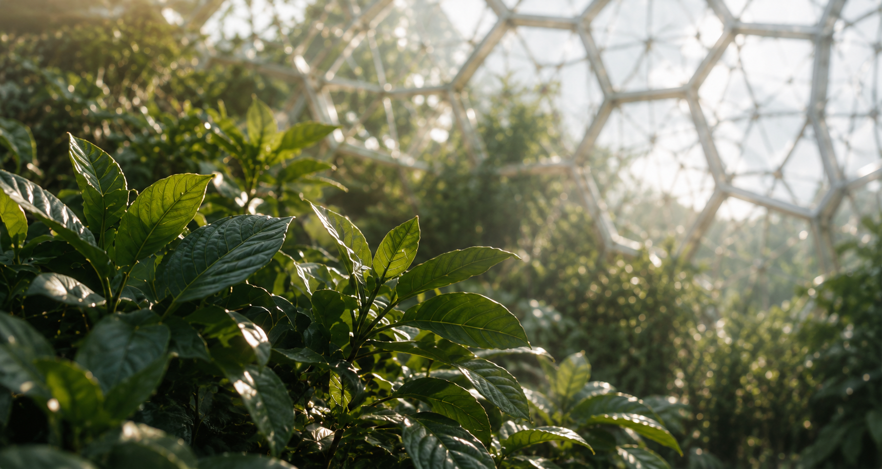 Greenhouse with lush plants